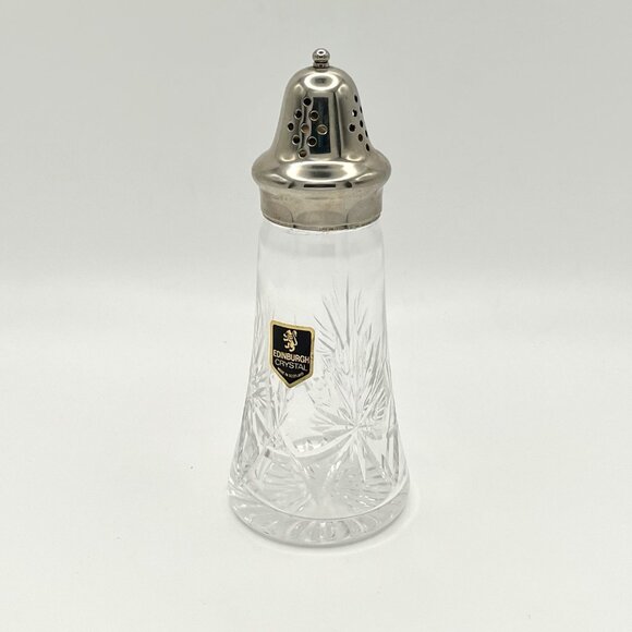 Vintage Edinburgh Scotland Crystal Muffineer Sugar Shaker Cut Glass Silverplated - Picture 2 of 11